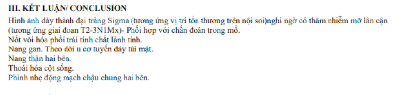 Kết quả chụp CT đại tràng (có tiêm thuốc cản quang) đánh giá giai đoạn